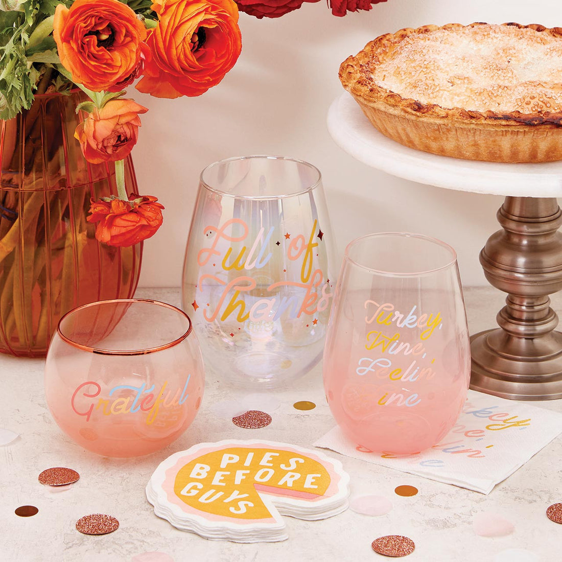 Full of Thanks Wine Glass