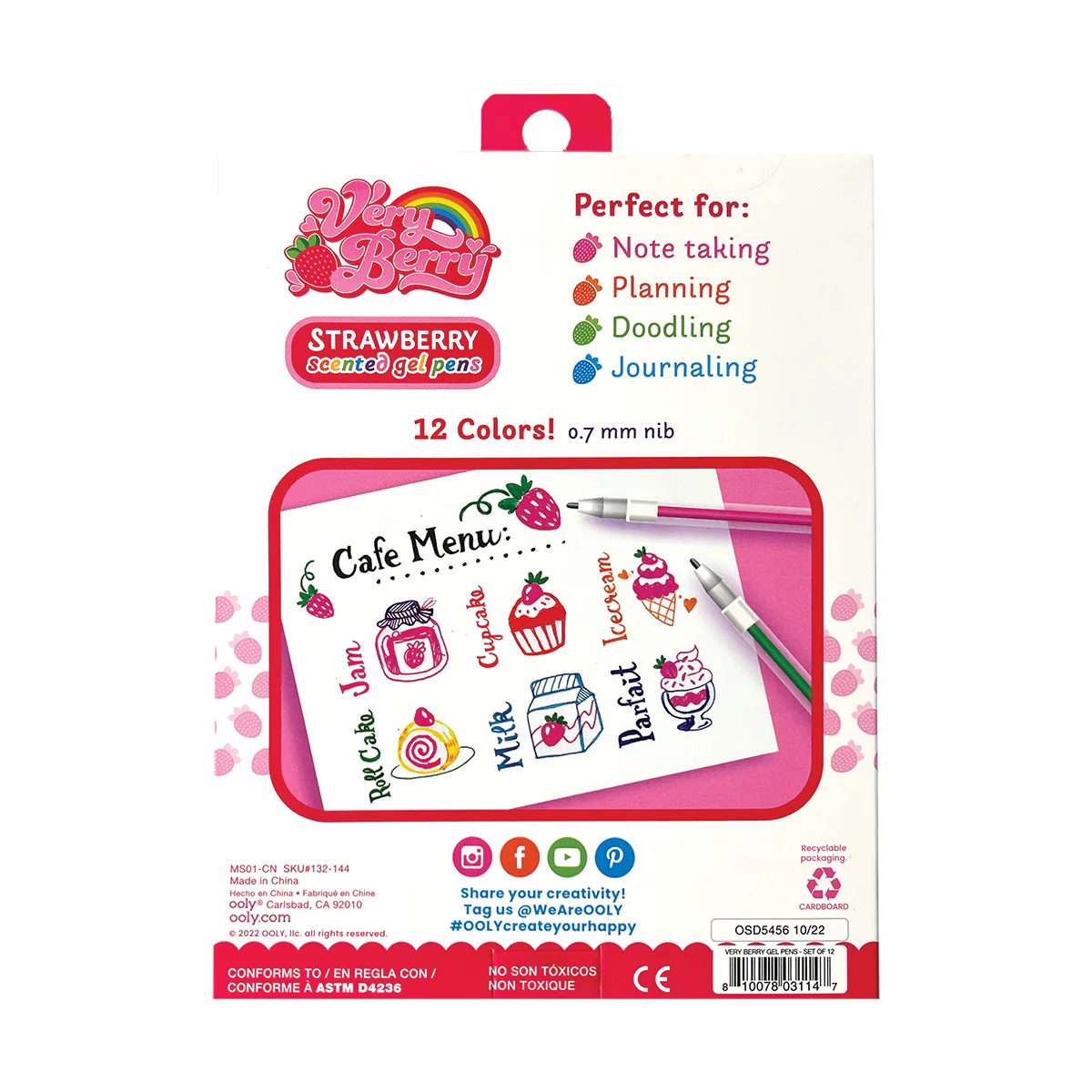 Very Berry Strawberry Scented Gel Pens – Set of 12