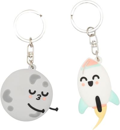 Rocket and Moon Keychains Set of 2