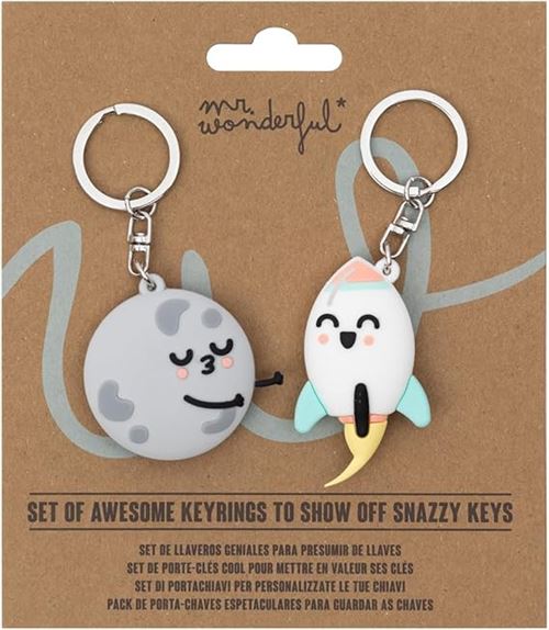 Rocket & Moon Keychain Set