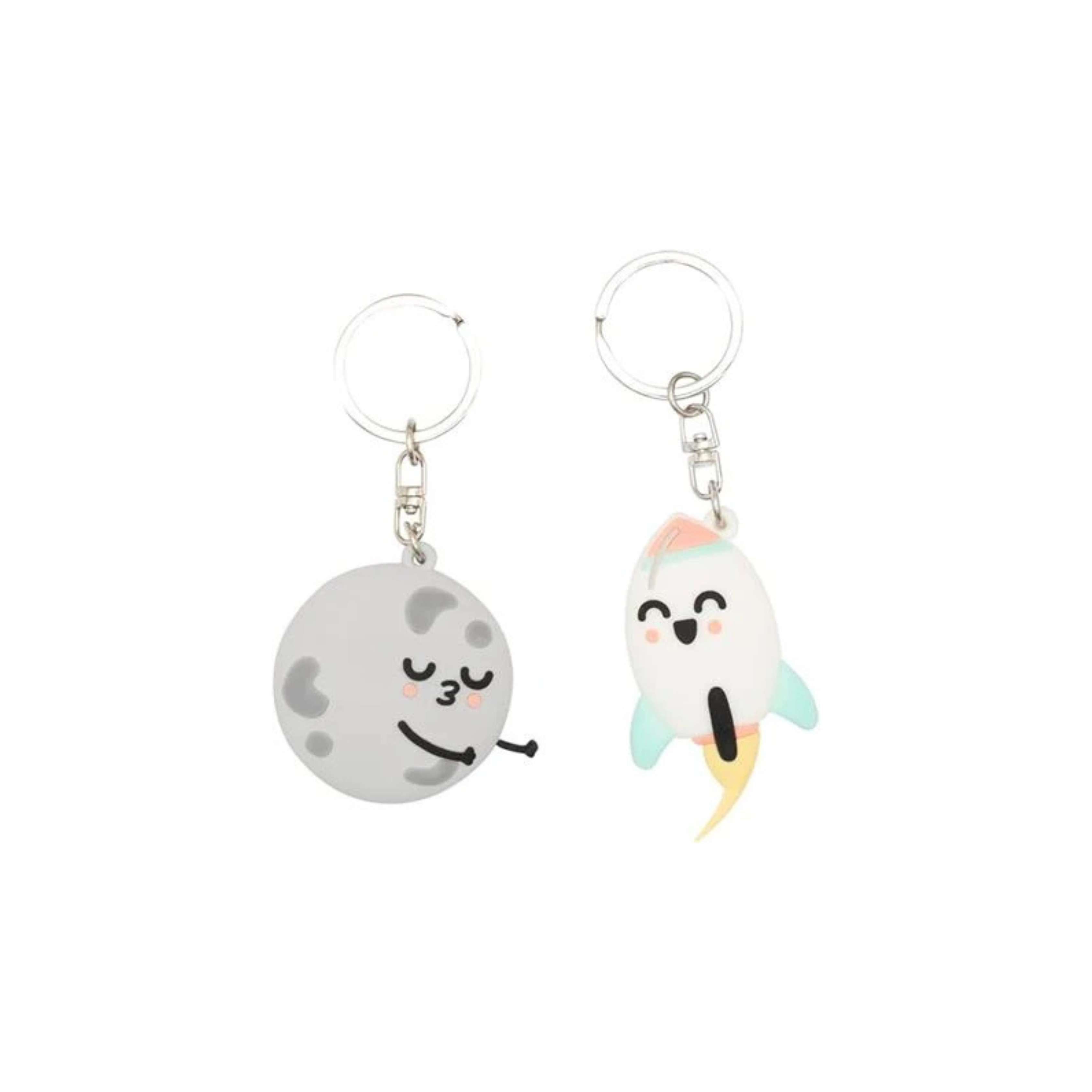 Rocket & Moon Keychain Set