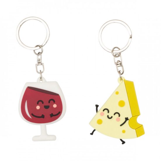 Cheese & Wine Keychain Set