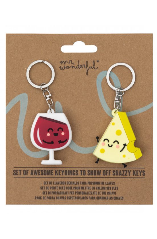 Cheese & Wine Keychain Set