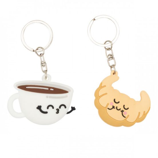 Coffee & Croissant Keychains Set of 2