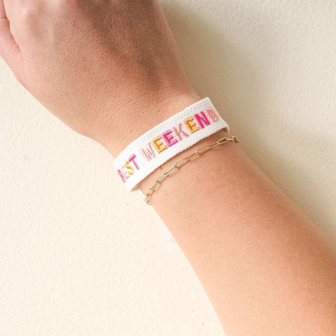 Best Weekend Woven Word Bracelet – Adjustable Tassel Bracelet