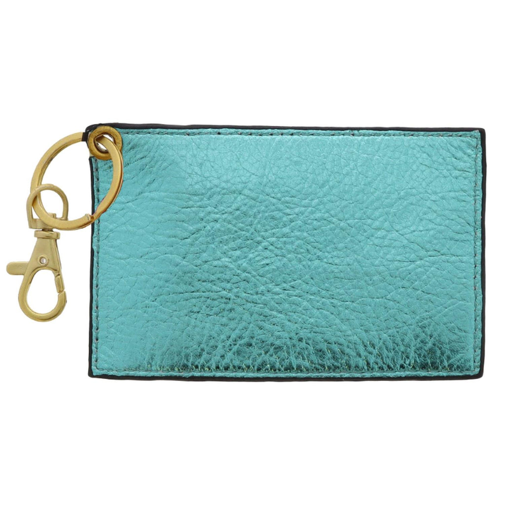 Glimmer ID Card Holder in metallic teal, convenient ID cutout, stylish keyring accessory