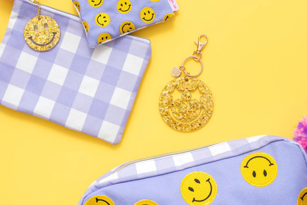 Smiley Confetti Acrylic Keychain