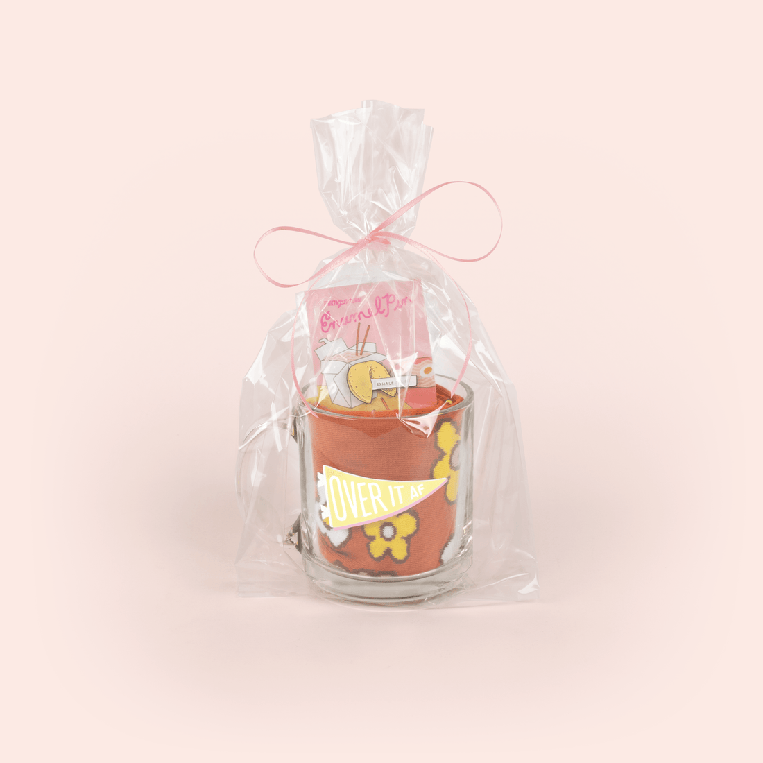 Over It Mug Kit - Colorful Glass Mug, Cozy Socks, and Enamel Pin