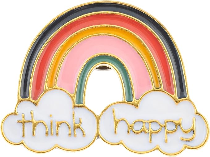 Think Happy Rainbow Enamel Pin