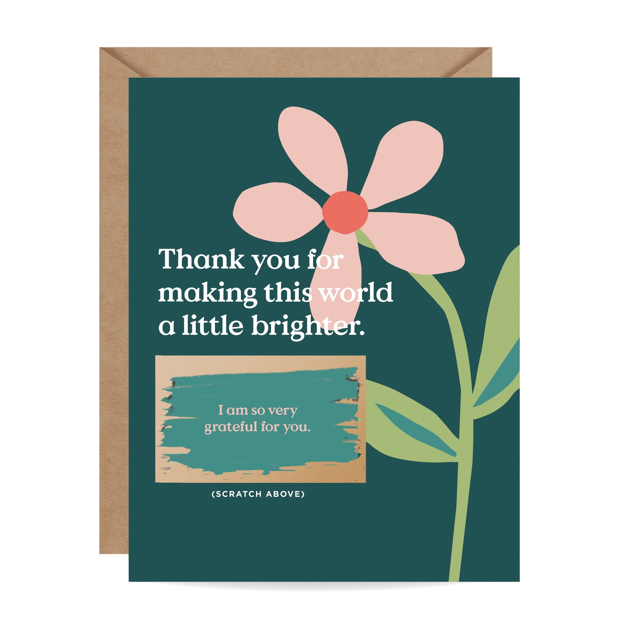 A Little Brighter Scratch-Off Thank You Card with flower design and hidden message – Funky Confetti