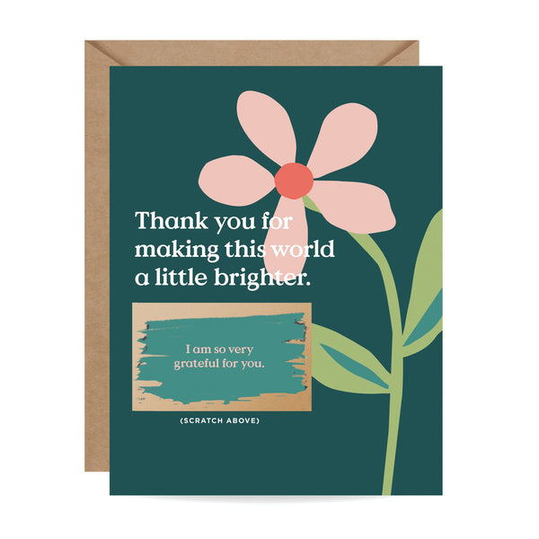 A Little Brighter Scratch-Off Thank You Card with flower design and hidden message – Funky Confetti