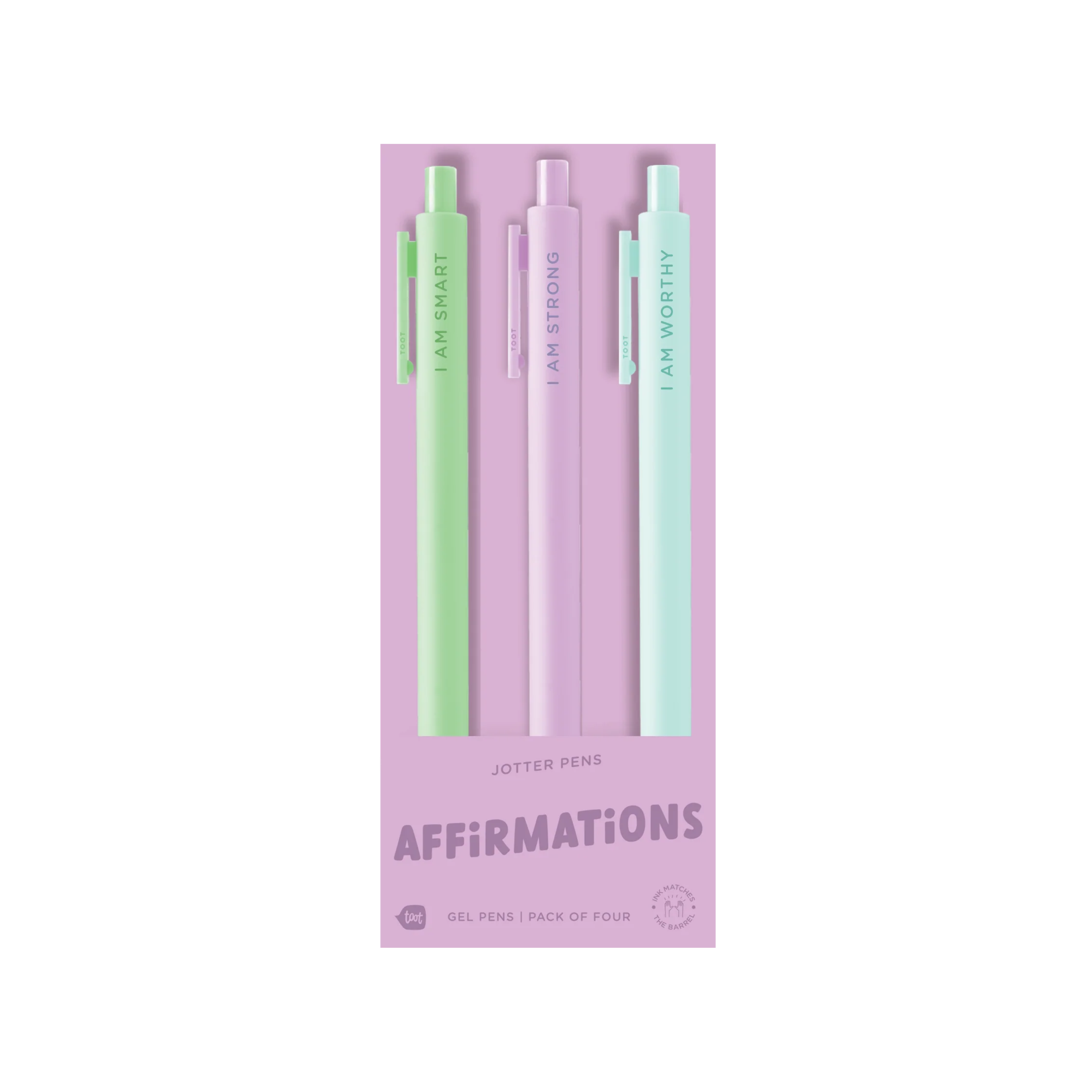 Pastel gel pen trio with empowering affirmations – Funky Confetti Affirmations Pen Set