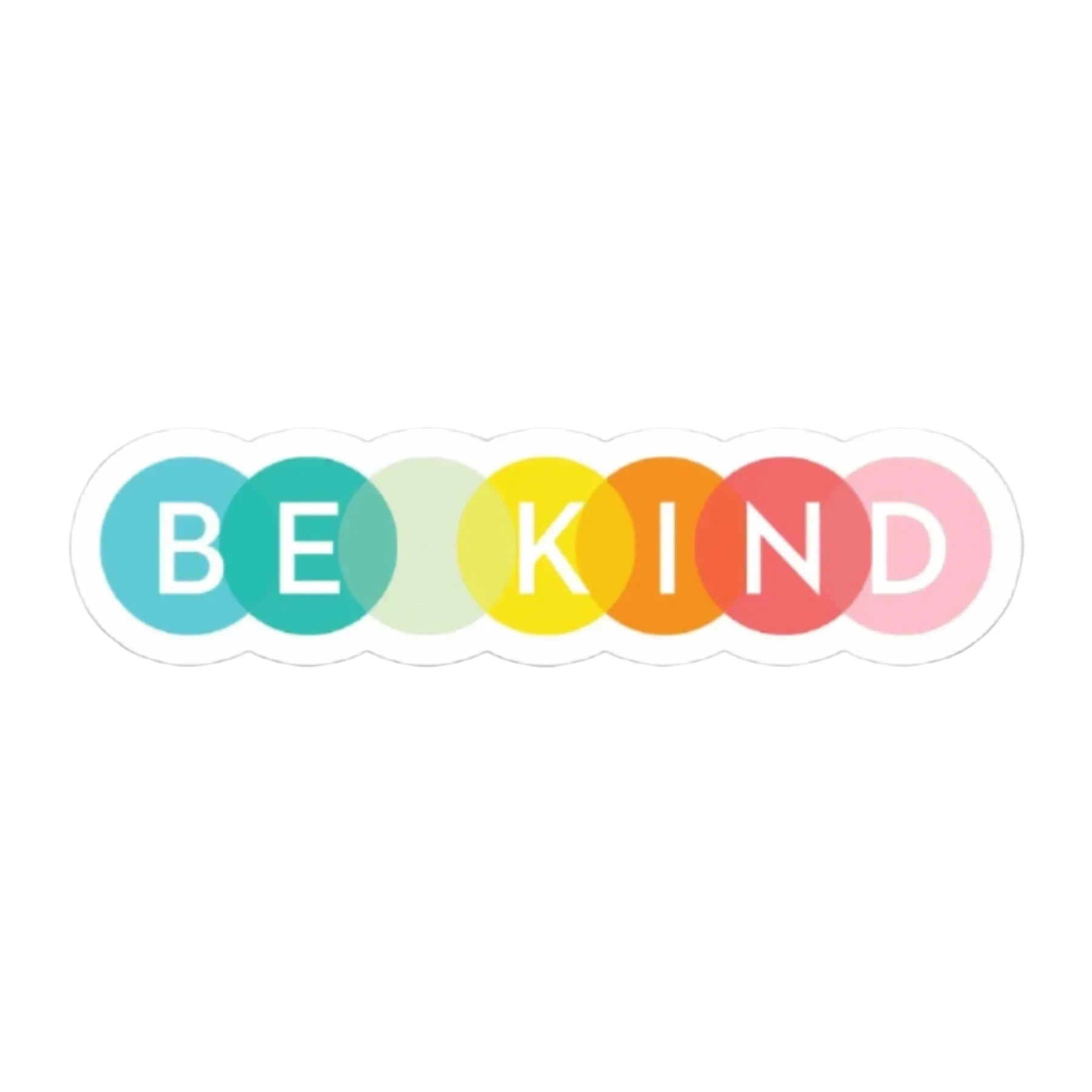 Be Kind Sticker with colorful rainbow circle letters – Funky Confetti