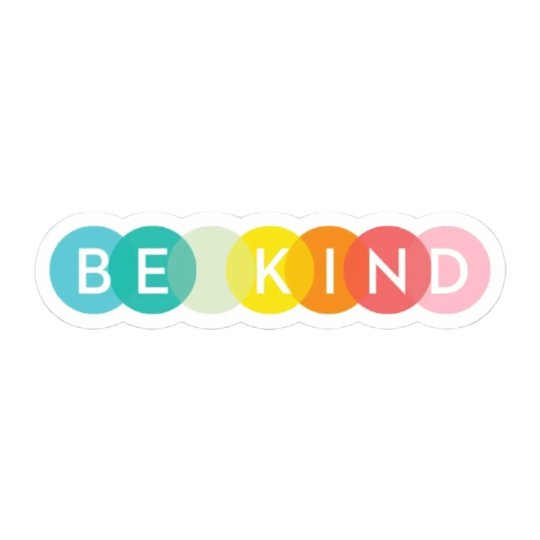 Be Kind Sticker with colorful rainbow circle letters – Funky Confetti