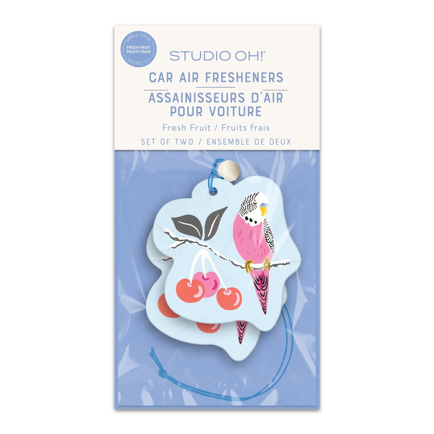 Birds In The Cherry Tree Car Air Freshener – fruity strawberry and wild berry scent – Funky Confetti