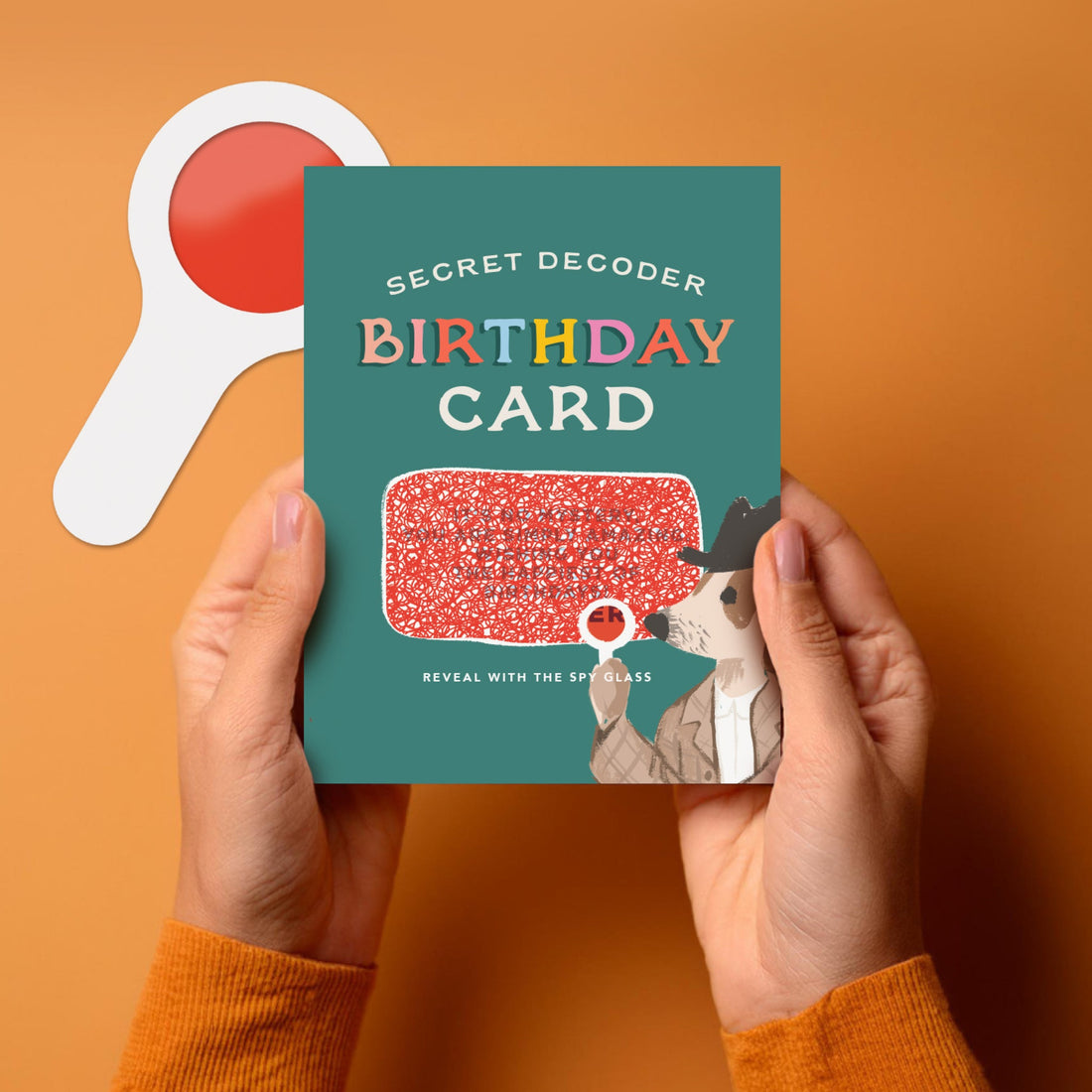 Birthday Dog Detective Decoder Greeting Card with red spyglass – Funky Confetti