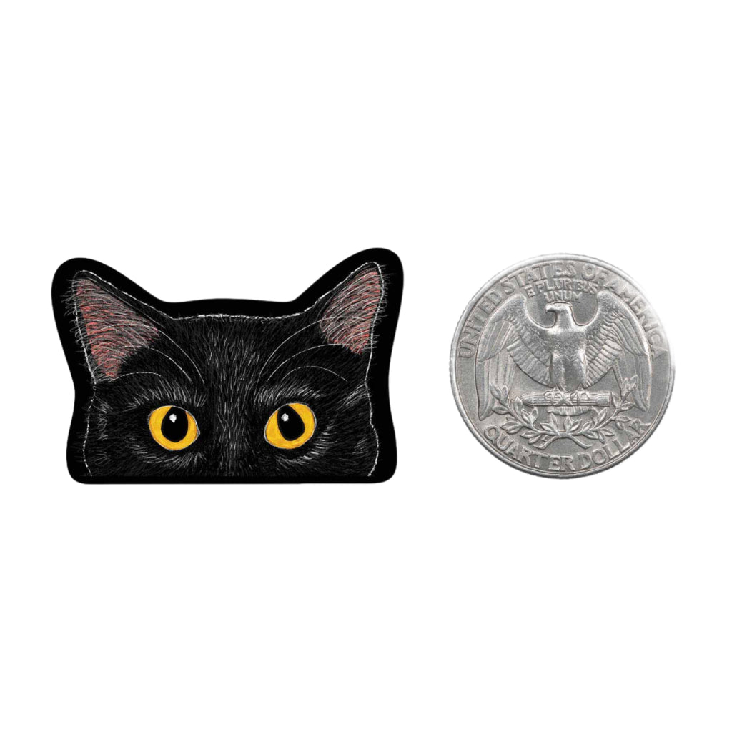 Black Cat Mini Sticker with yellow eyes – Funky Confetti