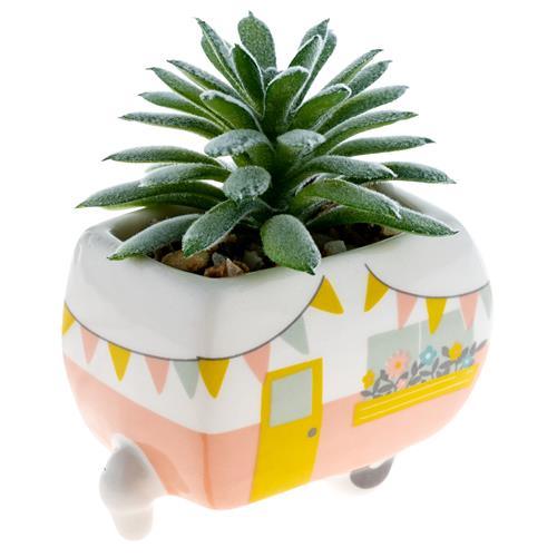 Camper shaped ceramic succulent pot mini planter – Funky Confetti