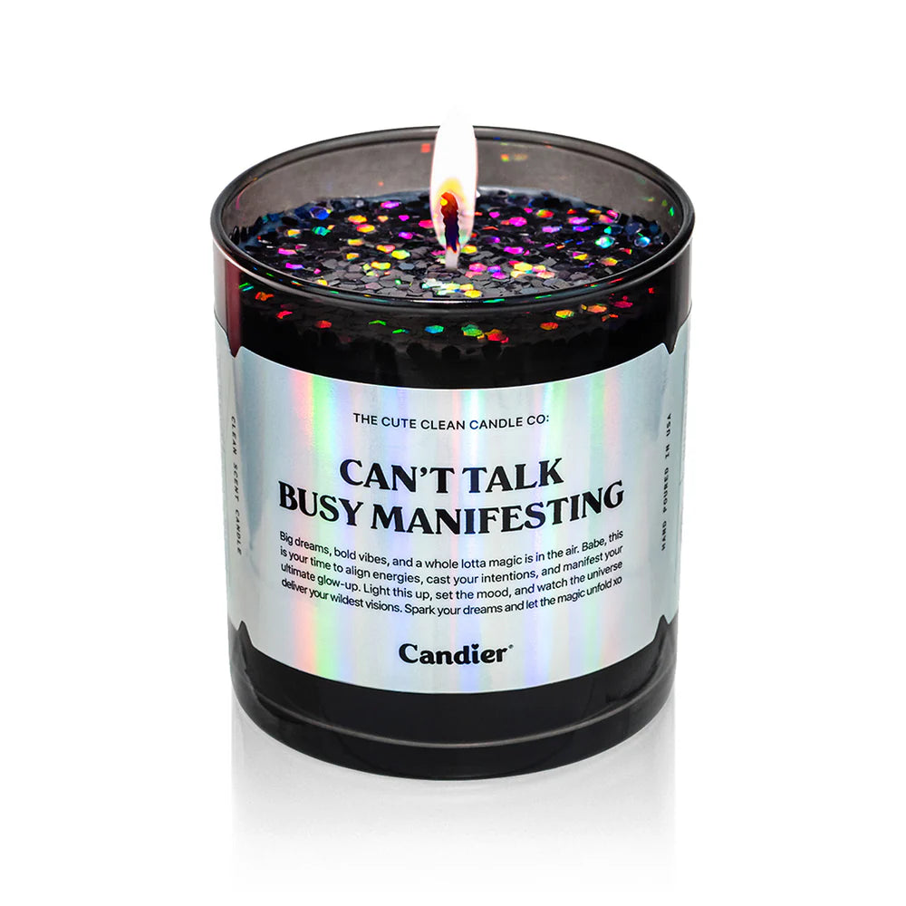Can’t Talk Busy Manifesting Candle with eco glitter and warm citrus spice scent – Funky Confetti