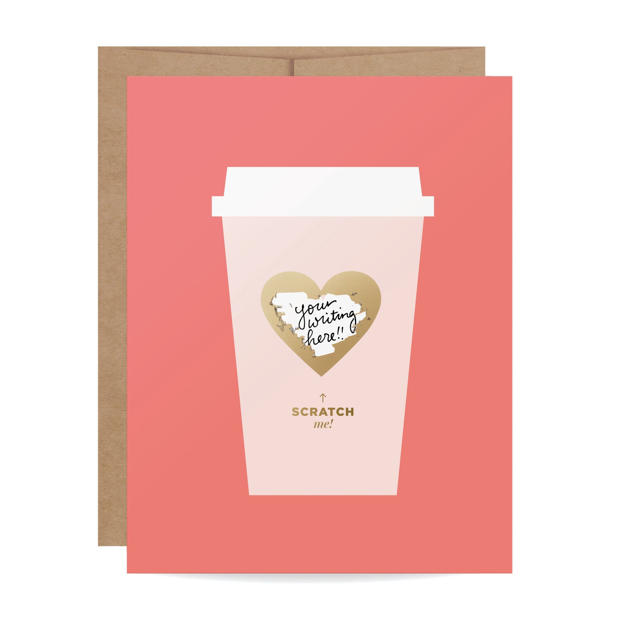 Coffee Love Scratch-Off Greeting Card with gold heart and hidden DIY message – Funky Confetti