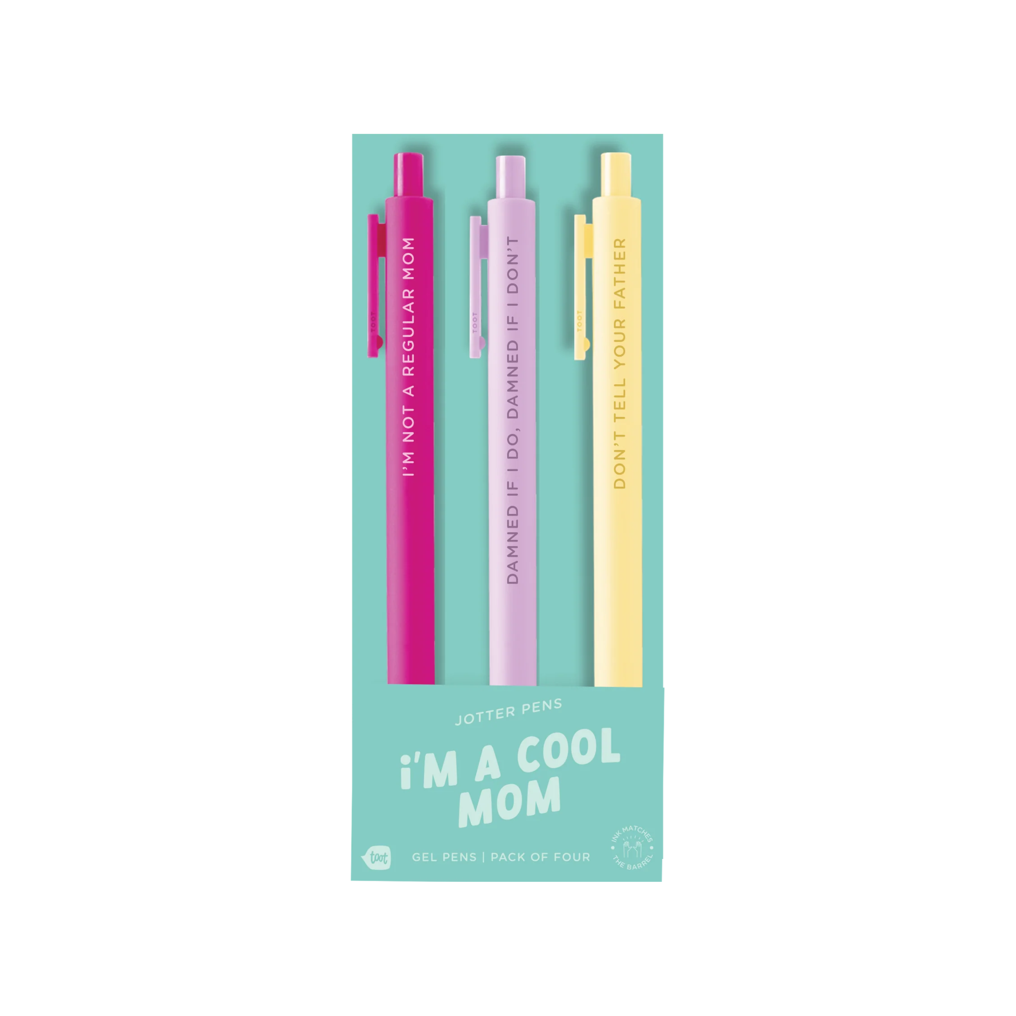 I'm A Cool Mom 3-pack pastel gel pen set with funny mom quotes – Funky Confetti