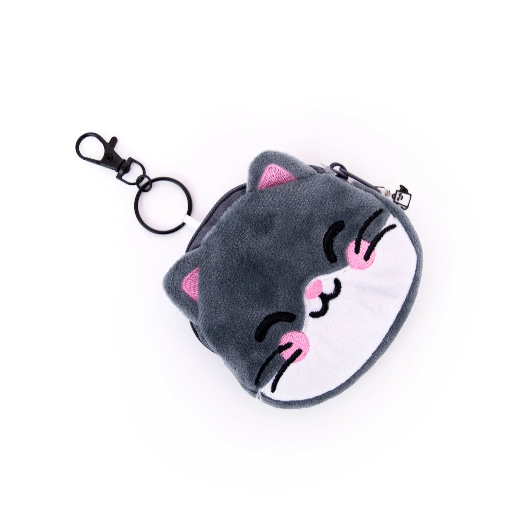 cute cat plush coin purse with keychain, mini notebook, and sticker sheet included