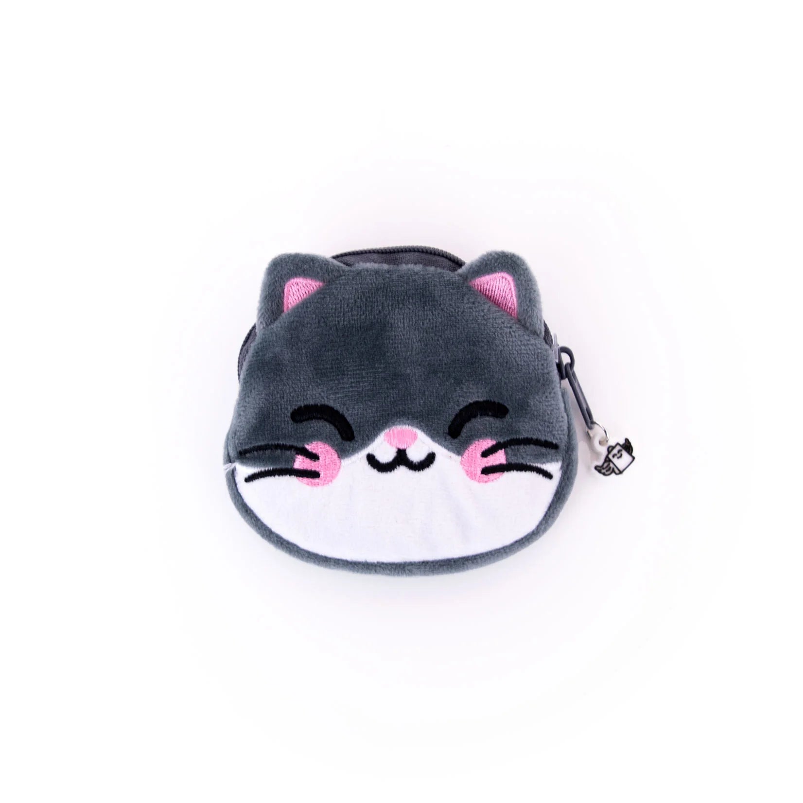 cute cat plush coin purse with keychain, mini notebook, and sticker sheet included
