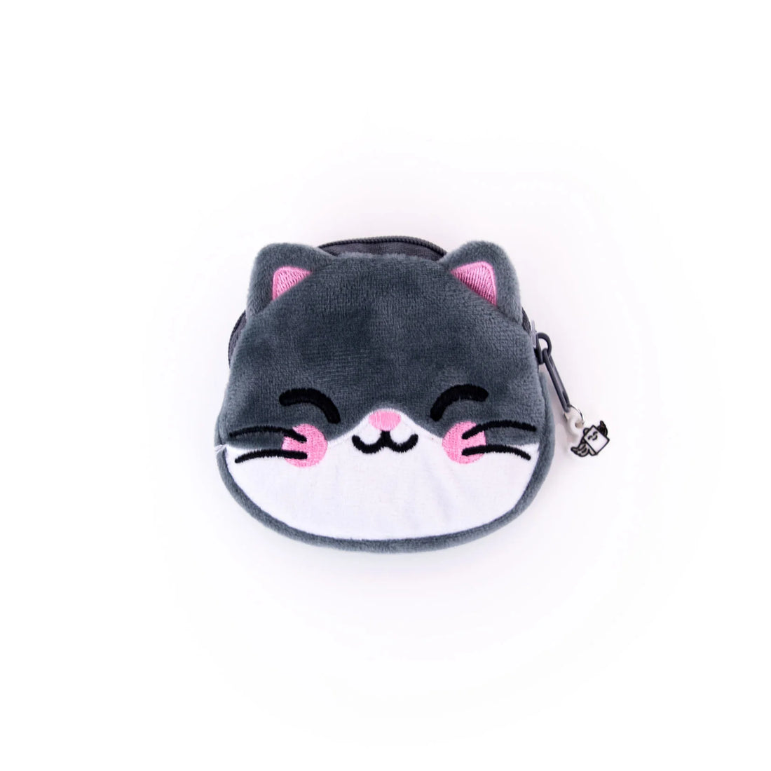 cute cat plush coin purse with keychain, mini notebook, and sticker sheet included