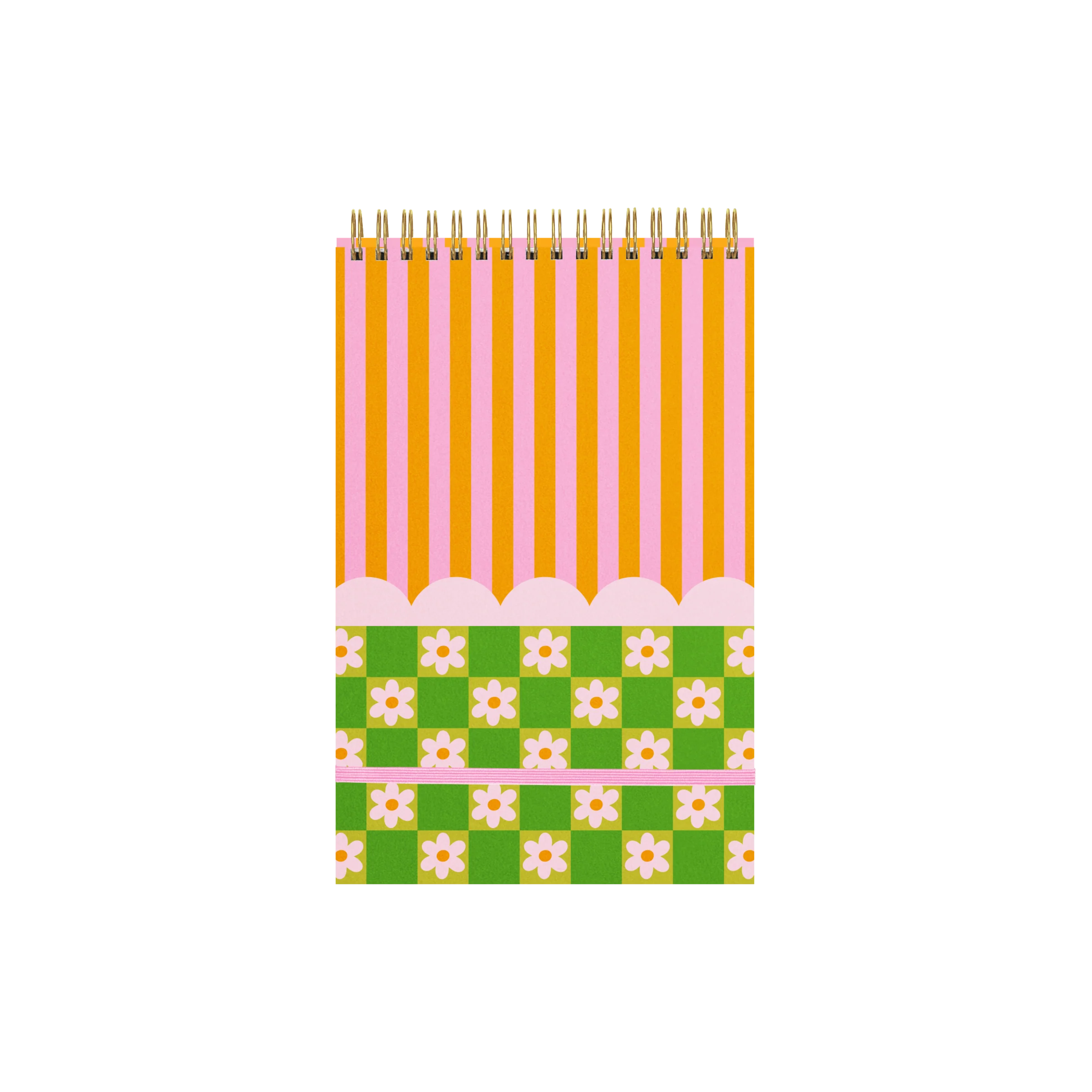 Colorful spiral Daisies Taskpad with grid pages and retro design – Funky Confetti