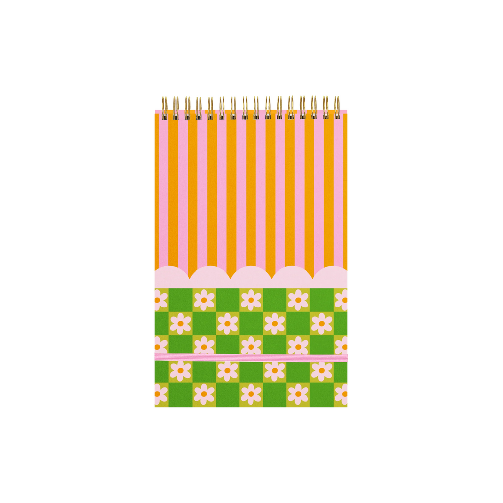 Colorful spiral Daisies Taskpad with grid pages and retro design – Funky Confetti
