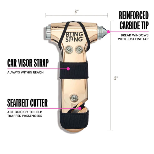 Emergency car escape hammer with visor strap from Funky Confetti