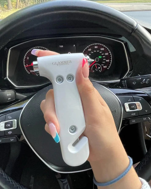 Emergency car escape hammer with visor strap from Funky Confetti