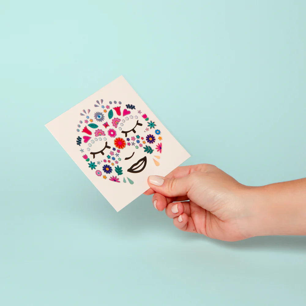 Flowers face stickers set with 85 neon and fluorescent designs, skin-safe and repositionable – Funky Confetti