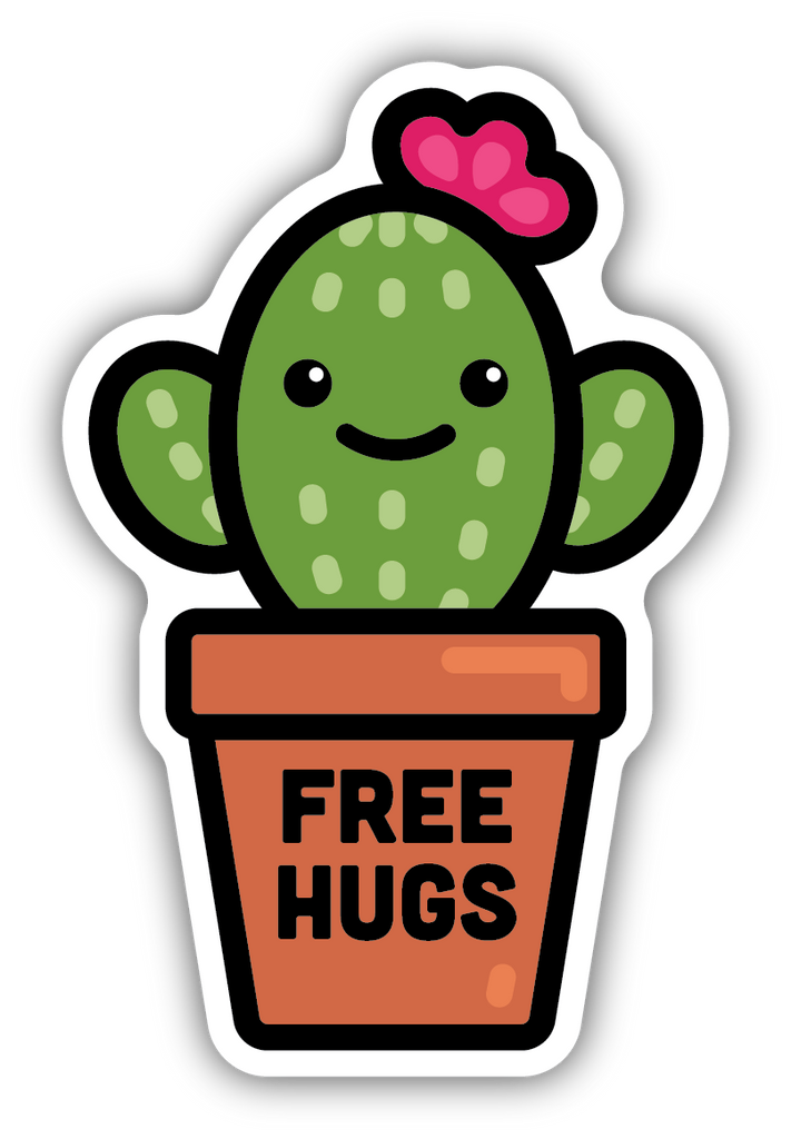 Free Hugs Cactus Sticker