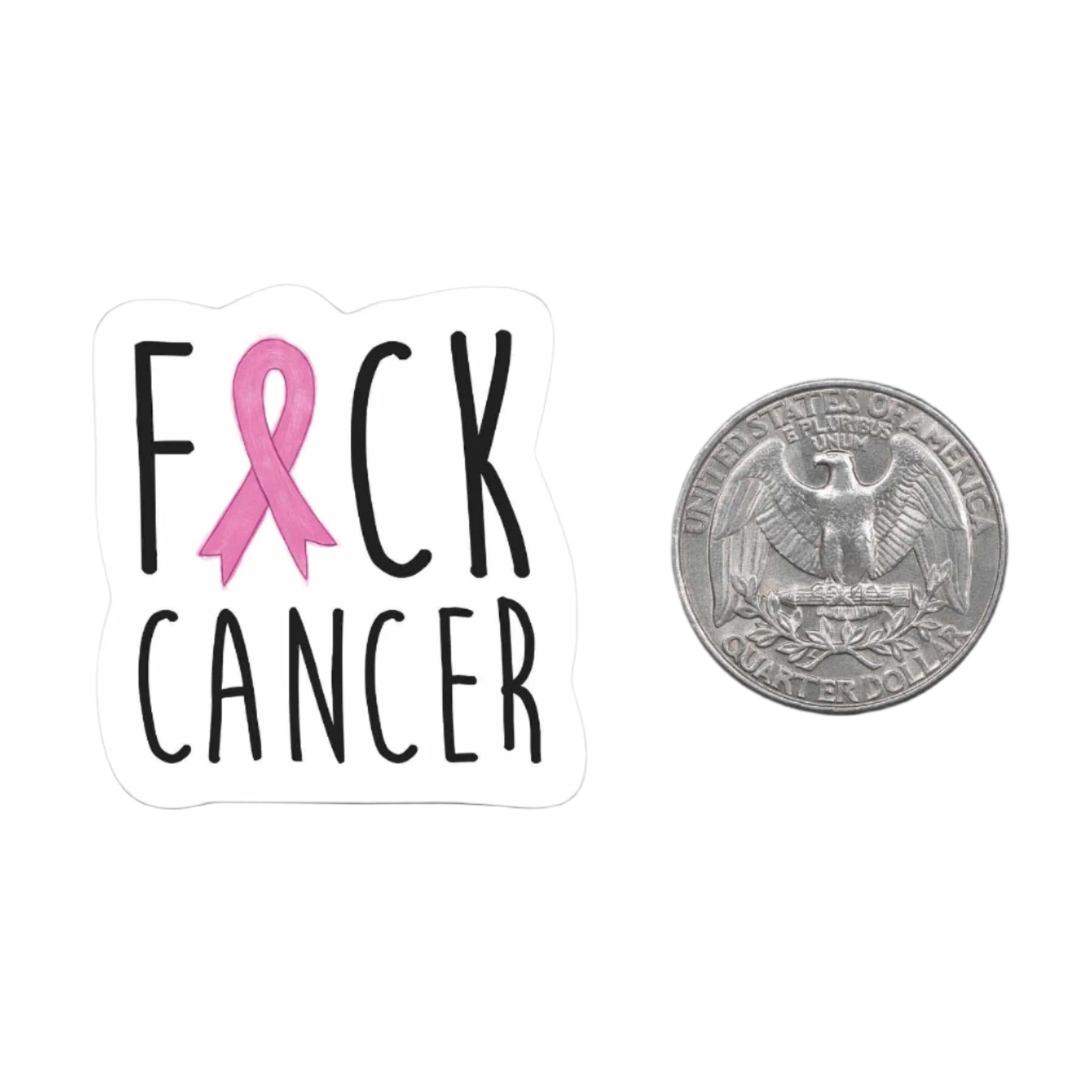 F*ck Cancer Mini Sticker with pink ribbon design – Funky Confetti
