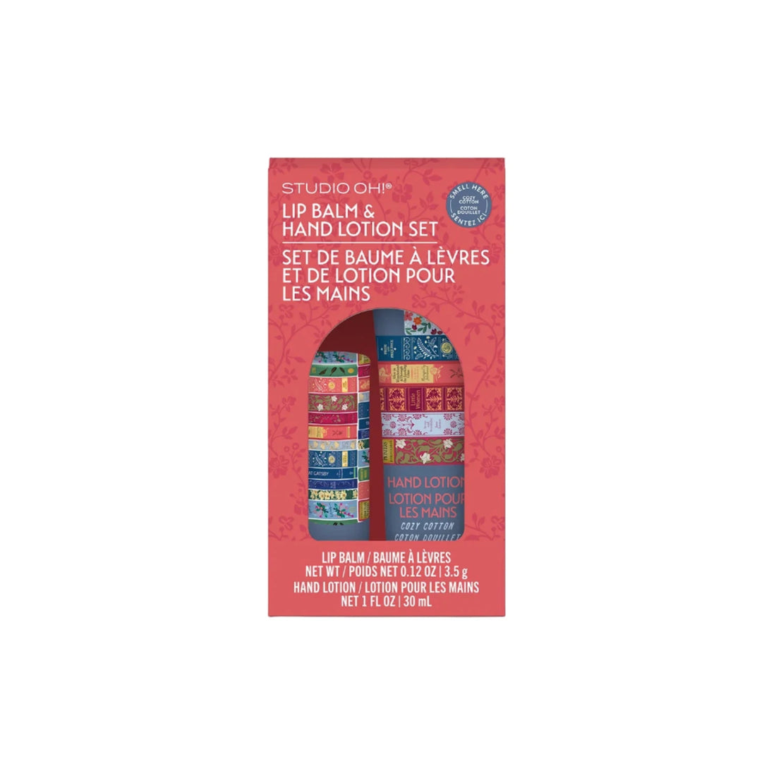 Fully Booked Lip Balm and Hand Lotion Set – Cozy Cotton scent – Funky Confetti