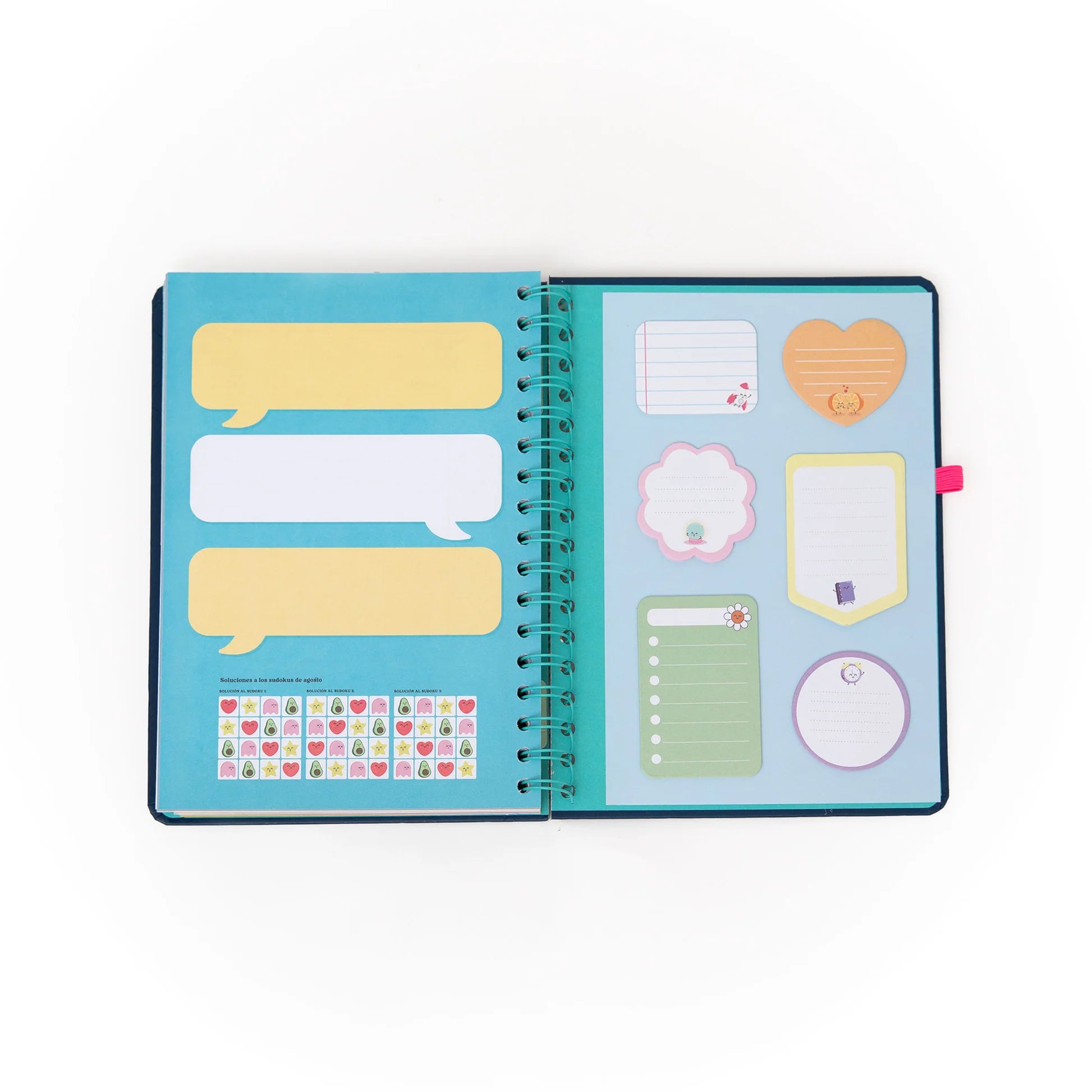 2026 weekly planner with navy cover, pink elastic band, and erasable pen from Funky Confetti