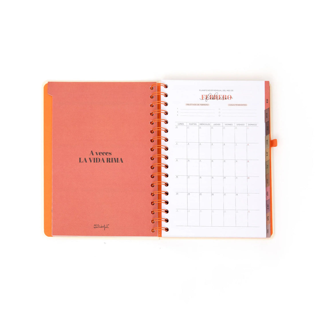2026 weekly planner with cream cover, orange accents, and erasable pen from Funky Confetti