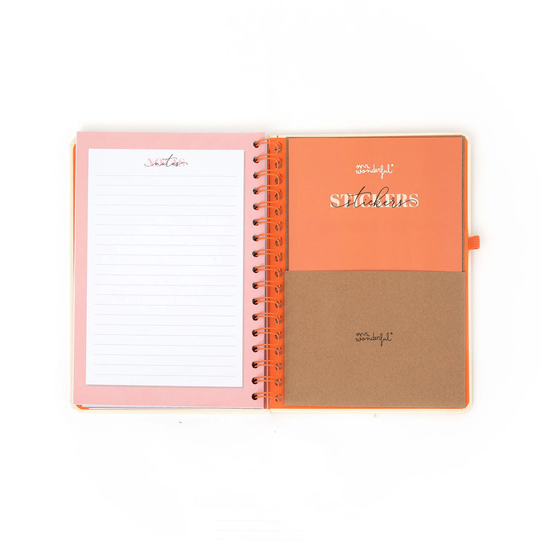 2026 weekly planner with cream cover, orange accents, and erasable pen from Funky Confetti