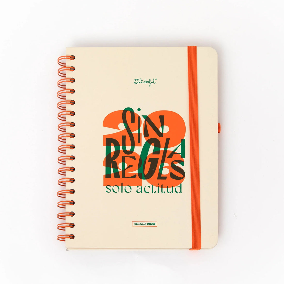 2026 weekly planner with cream cover, orange accents, and erasable pen from Funky Confetti