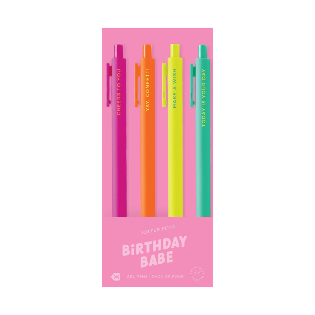 Birthday Babe gel pen set with colorful fun phrases for journaling and gifts
Ready to write like it’s your birthday? 🎂✨