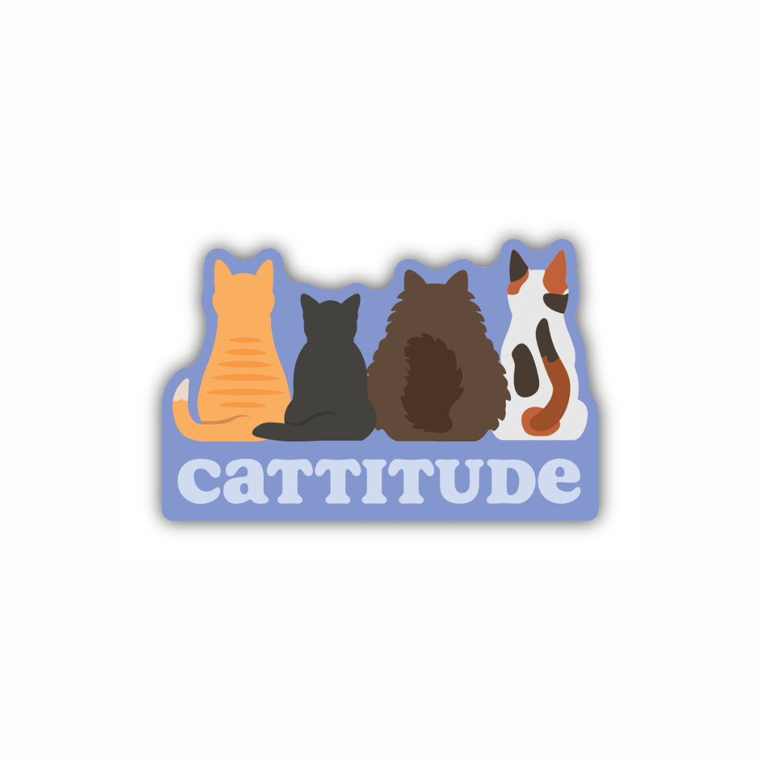 Cattitude cute cat vinyl sticker from Funky Confetti