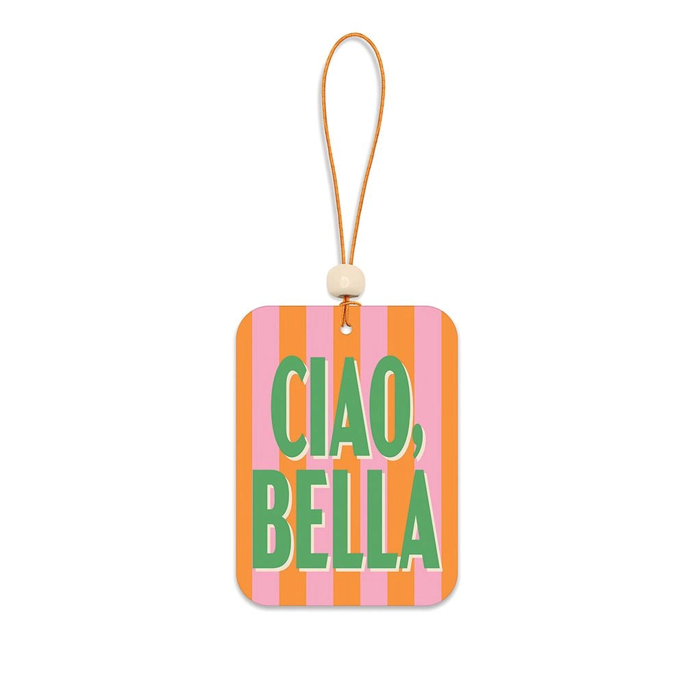 Ciao, Bella pink and orange striped Citrus Blossom car air freshener from Funky Confetti
