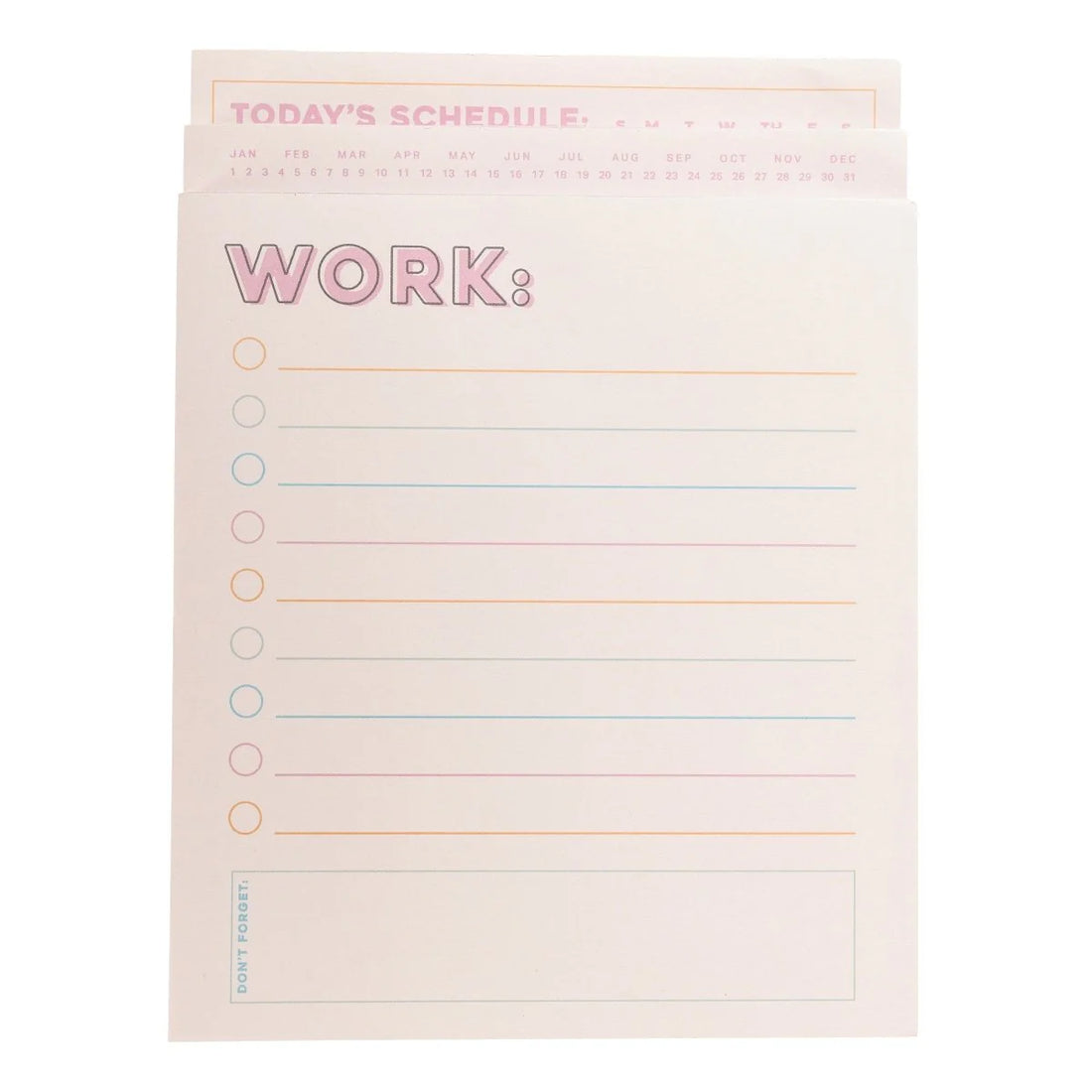 Colorful set of three desk notepads for planning, notes, and to-do lists by Funky Confetti