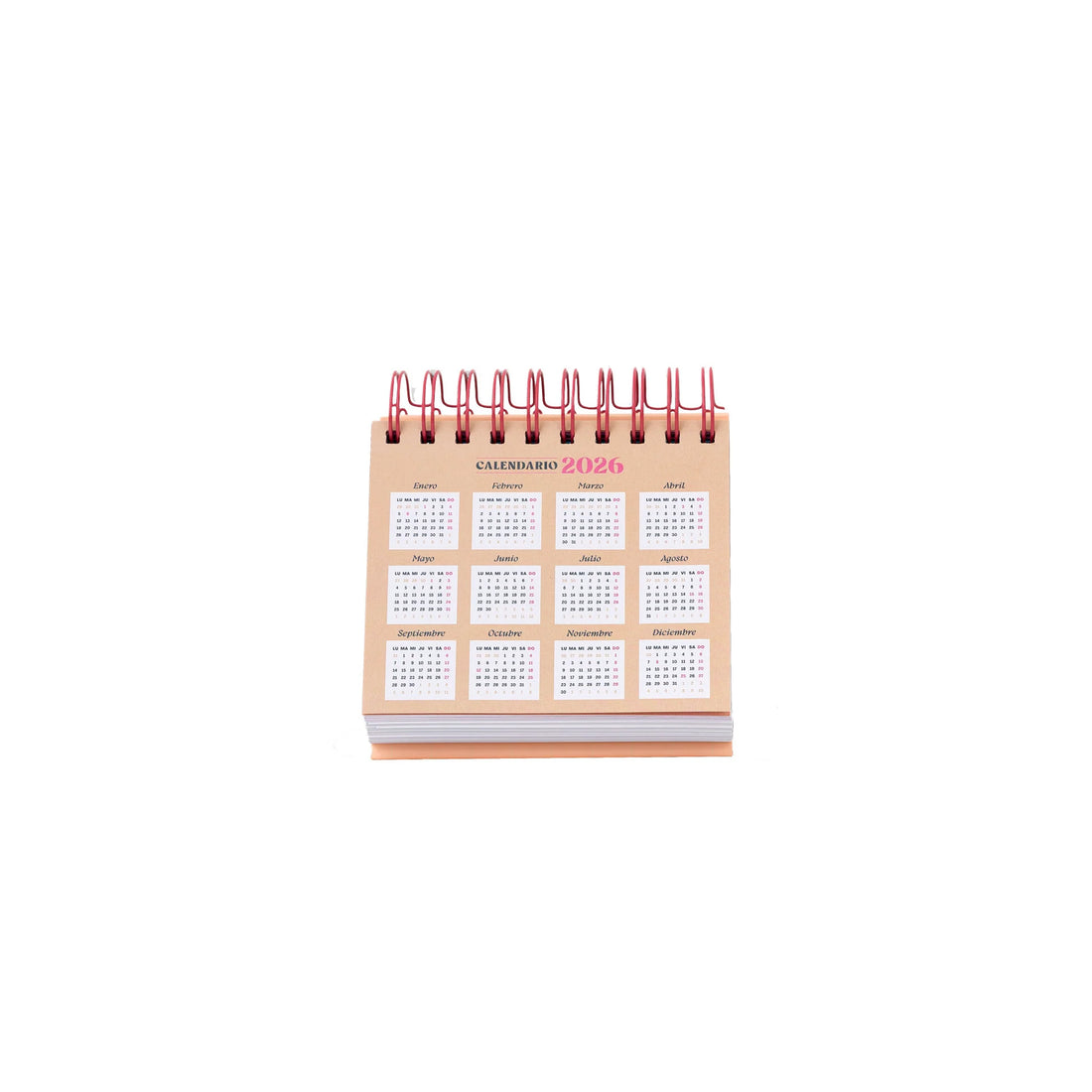 Daily 2026 desk calendar with peach cover, flip design, and gift box from Funky Confetti