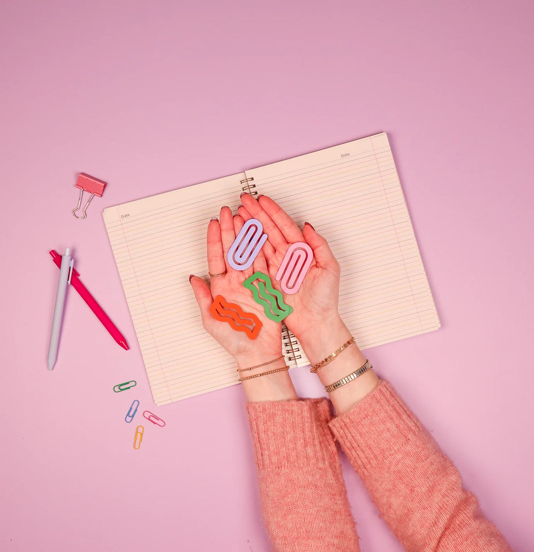Decorative oversized paper clips for planners, journals, notebooks, and office organization by Funky Confetti.