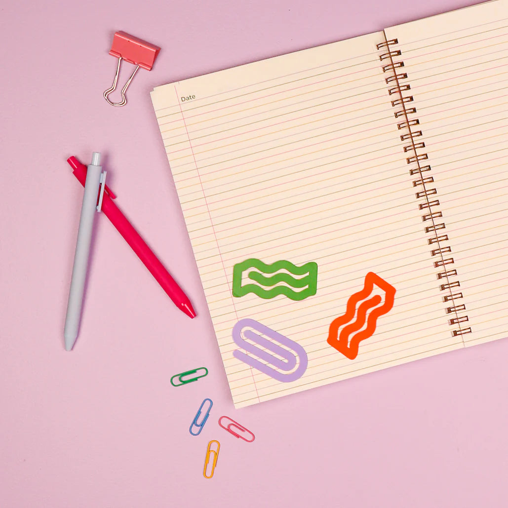 Decorative oversized paper clips for planners, journals, notebooks, and office organization by Funky Confetti.