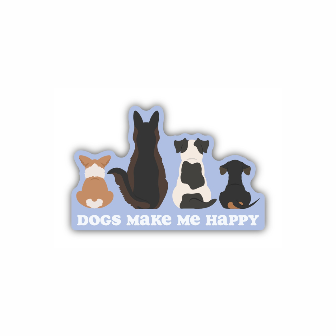 Dogs Make Me Happy cute dog lover vinyl sticker from Funky Confetti
