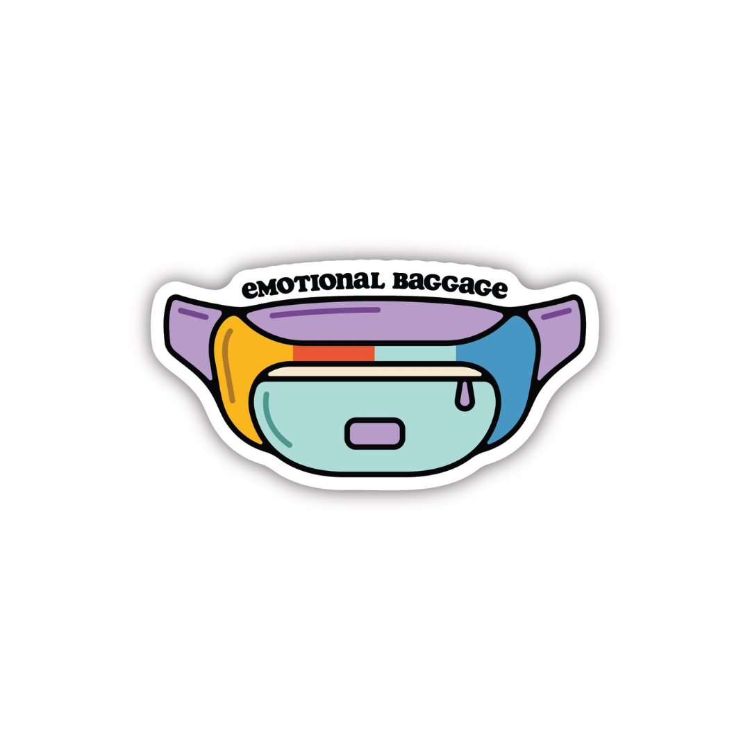 Emotional Baggage funny fanny pack vinyl sticker from Funky Confetti