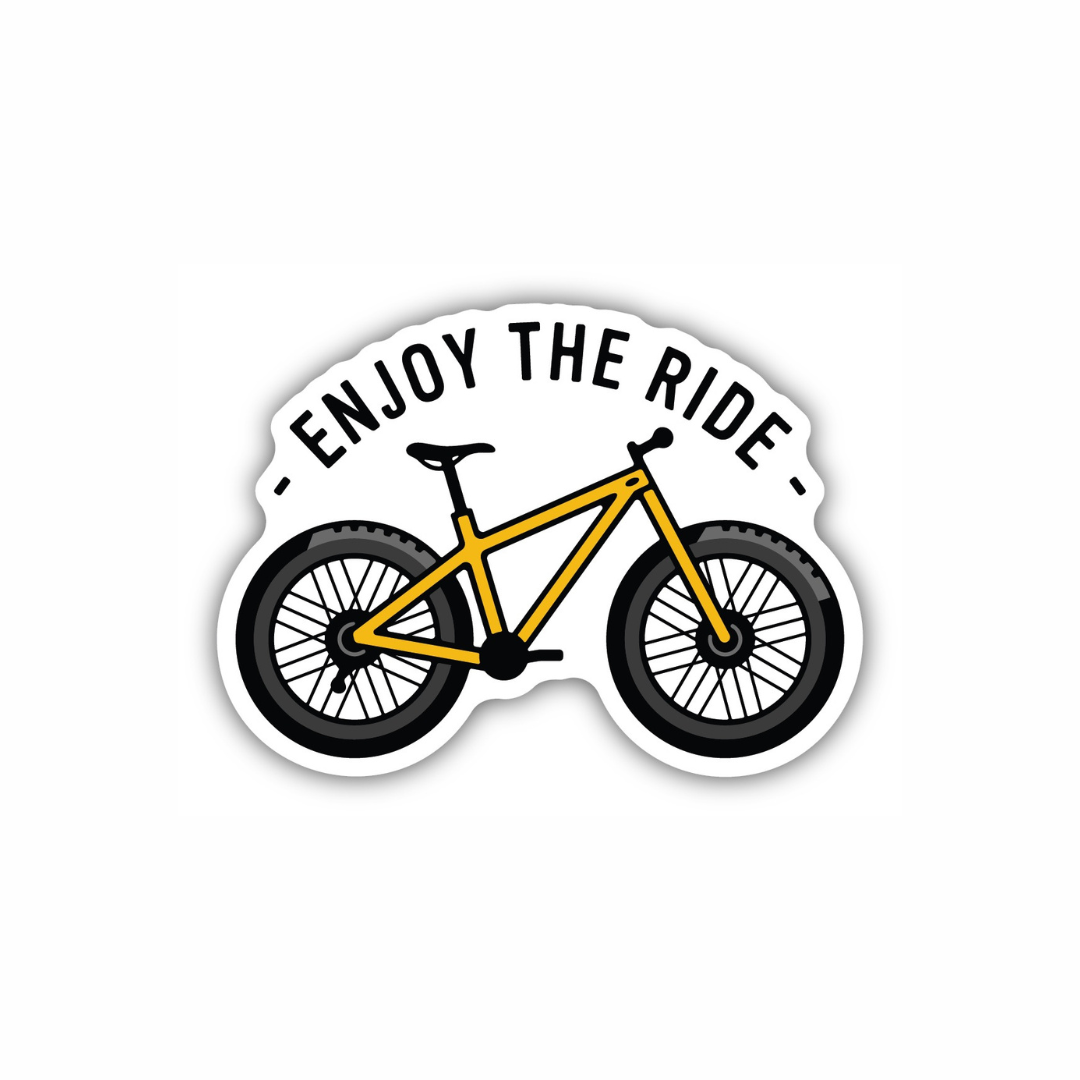 Enjoy The Ride bicycle motivational vinyl sticker from Funky Confetti